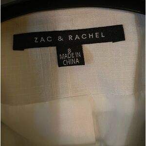 White color pant suit size 8 (ruffle collar)